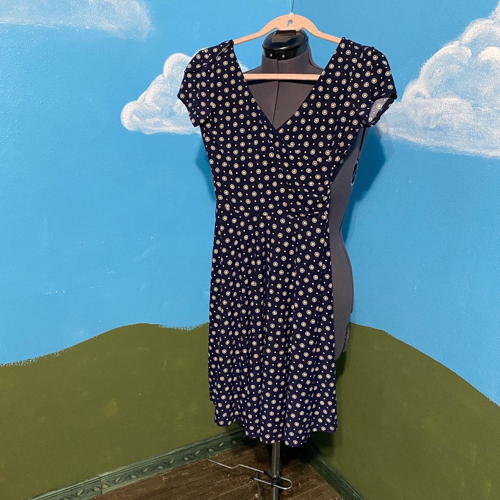 Kayleigh Navy Faux Wrap Dress XS